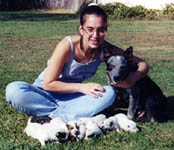 Stacy Rivera with Bridgette and her pups - Queensland Heelers.